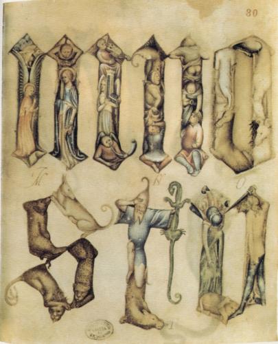 Part of the painted alphabet of Giovannino de’ Grassi (d. 1398)